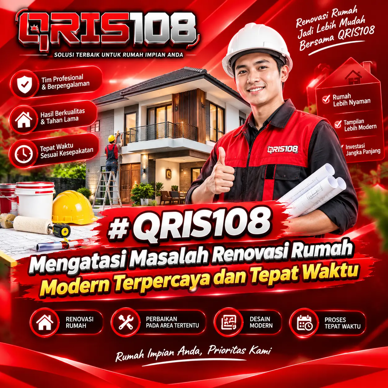 QRIS108 : Mengatasi Masalah Renovasi Rumah Modern Terpercaya dan Tepat Waktu